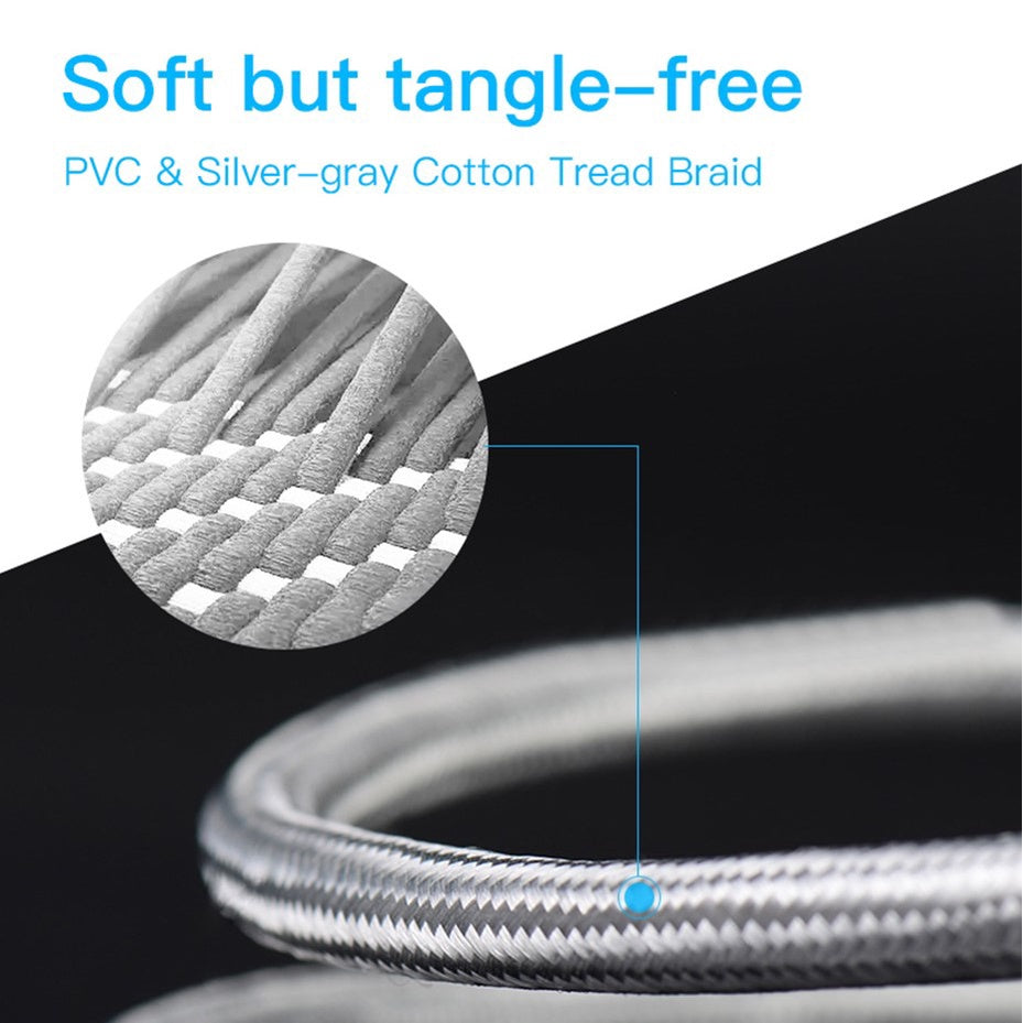 [CLEARANCE] Vention HDMI 2.0 Cable Cotton Braided Round (Male to Male) 4KHD 60Hz Video Cable with Tangle-free Cord (1.5-Meters) (AAB)