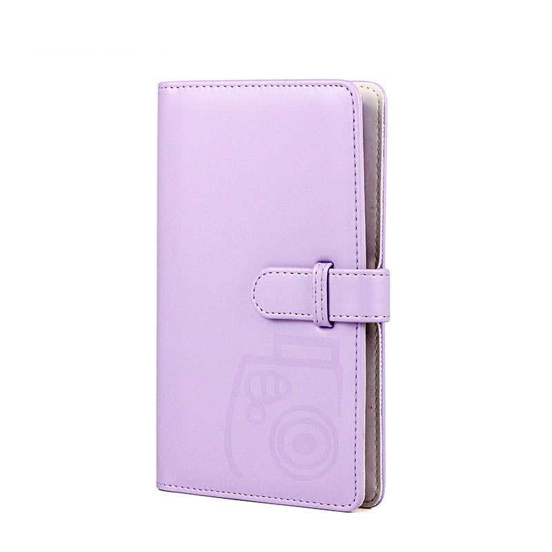 Pikxi 96 Pockets Cute Plain Colors Leather Mini Instant Film Photo Album with Latch and 16 Pages White for FUJIFILM Instax Mini Film Camera, Picture and Card Holder | AM96-24 ICE WHITE