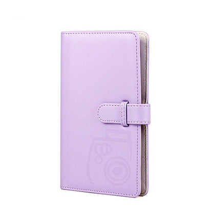 Pikxi 96 Pockets Cute Plain Colors Leather Mini Instant Film Photo Album with Latch and 16 Pages White for FUJIFILM Instax Mini Film Camera, Picture and Card Holder | AM96-24 ICE WHITE