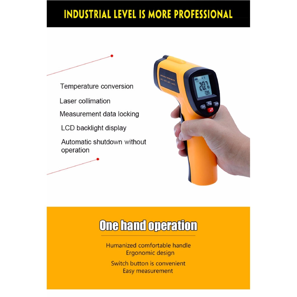 [CLEARANCE] Benetech GM550E Non Contact Thermometer Laser Temperature Gun Infrared Thermometer -50° to 550° Celcius