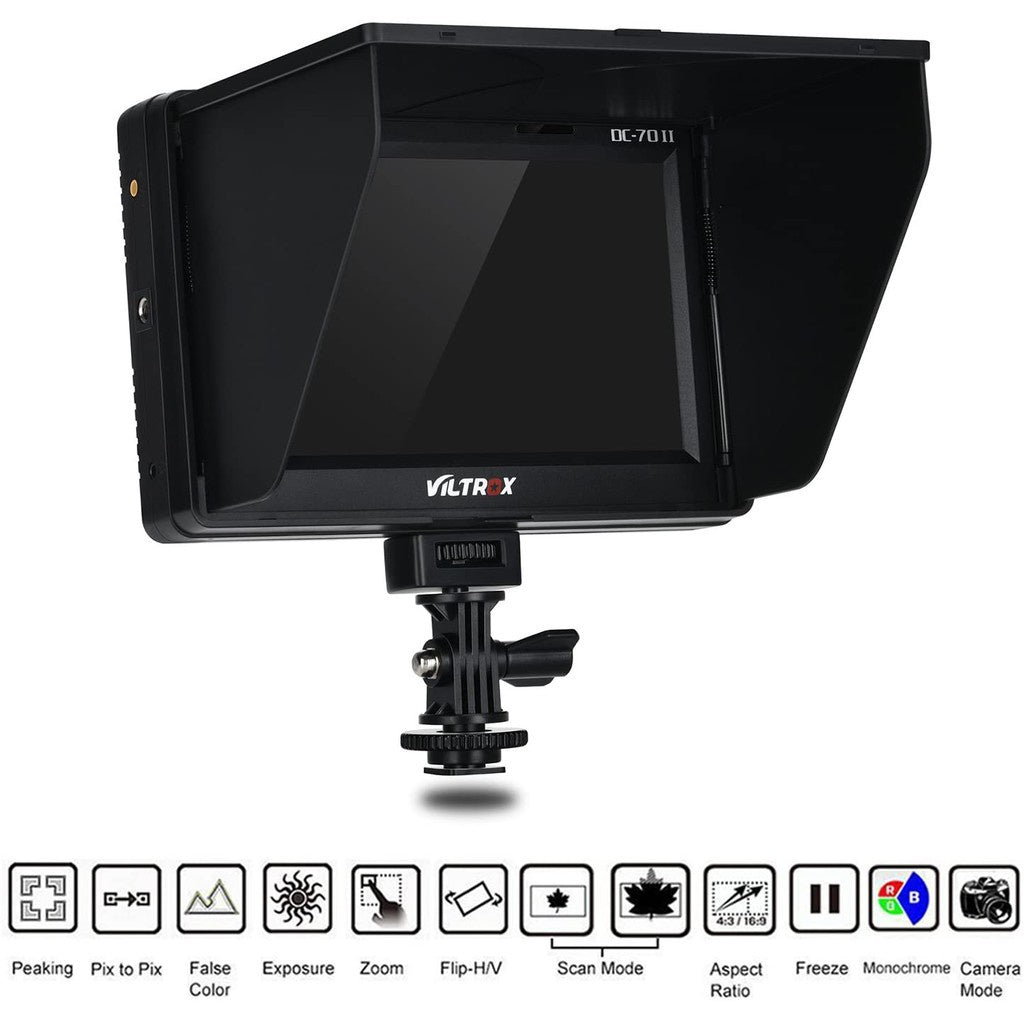 VILTROX DC-70 II 7 inch Field Minitor 4k HDMI AV Input Monitor for Mirrorless and DSLR Cameras (VERSION 2)