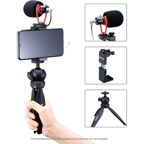 [CLEARANCE] Ulanzi VM-Q1 Condenser Cardioid Shotgun Microphone with ST-07 Phone Holder & MT-08 Mini Tripod for Vlogging Livestream Youtube Recording Streaming Video Content | Vlog Kit 2 1914