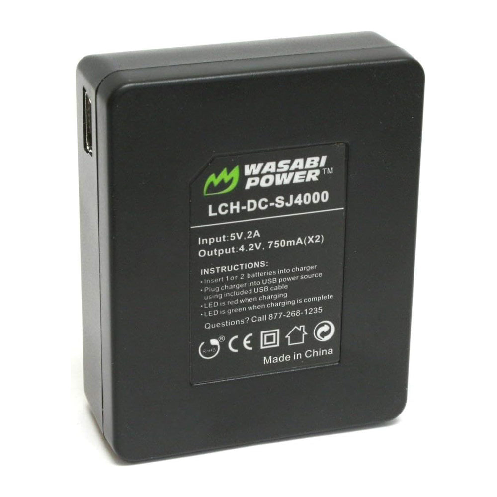 Wasabi Power SJCam (2 Pack) 3.7V 1100mAh Battery with USB Micro / Mini Dual Charger replaces GP137, PG900, PG1050 for SJ-4000 SJ5000, SJ6000 Action Camera | JG Superstore