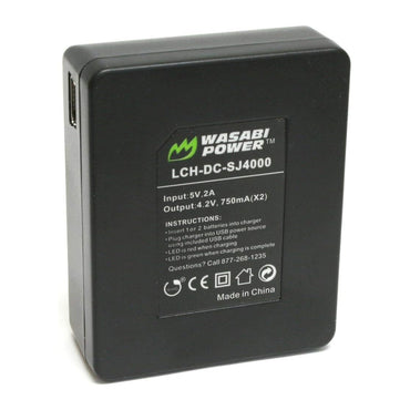 Wasabi Power SJCam (2 Pack) 3.7V 1100mAh Battery with USB Micro / Mini Dual Charger replaces GP137, PG900, PG1050 for SJ-4000 SJ5000, SJ6000 Action Camera | JG Superstore