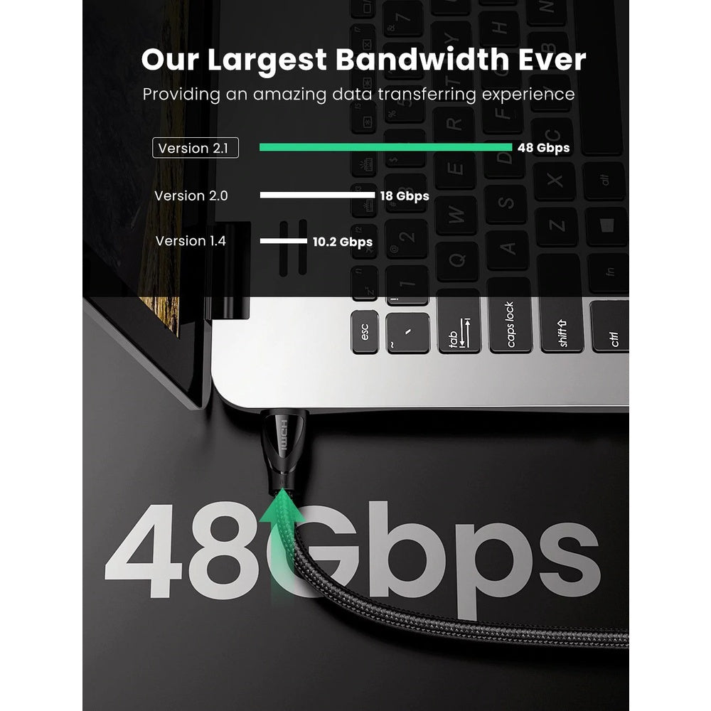UGREEN 8K 60Hz FUHD HDMI 2.1 Male to Male 3-Meters Cotton-Braided Video Cable 48Gbps High Speed Supports 3D Display for TV, Monitors, PC, Laptop | 80404
