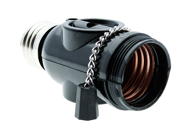 OMNI Chain Pull Socket with 2-Flat Pin Outlets 3A 220V for Electrical Light Socket | E27-712