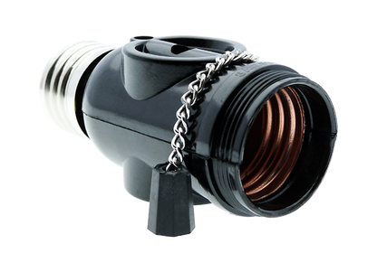 OMNI Chain Pull Socket with 2-Flat Pin Outlets 3A 220V for Electrical Light Socket | E27-712