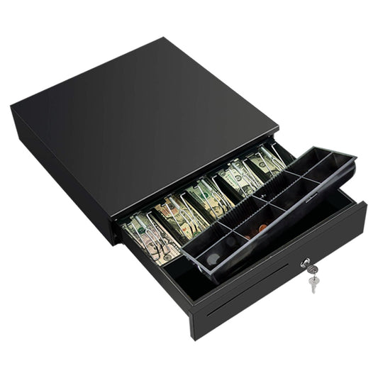 LogicOwl OJ-405E Cash Drawer Box for POS Safekeeping Grocery Store Shop Cashier Register | 5 bills 8 coins with 2 Keys
