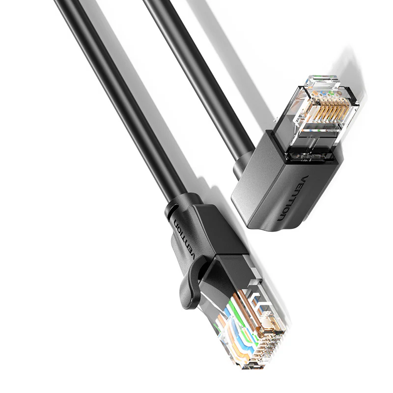 Vention 3-Meters Cat6 UTP 1000Mbps Upward Right Angle RJ45 Full-Speed Ethernet Patch Cable with 250MHz Bandwidth for Computers, Network Devices, PC, Laptops, Wi-Fi Access Point & Router