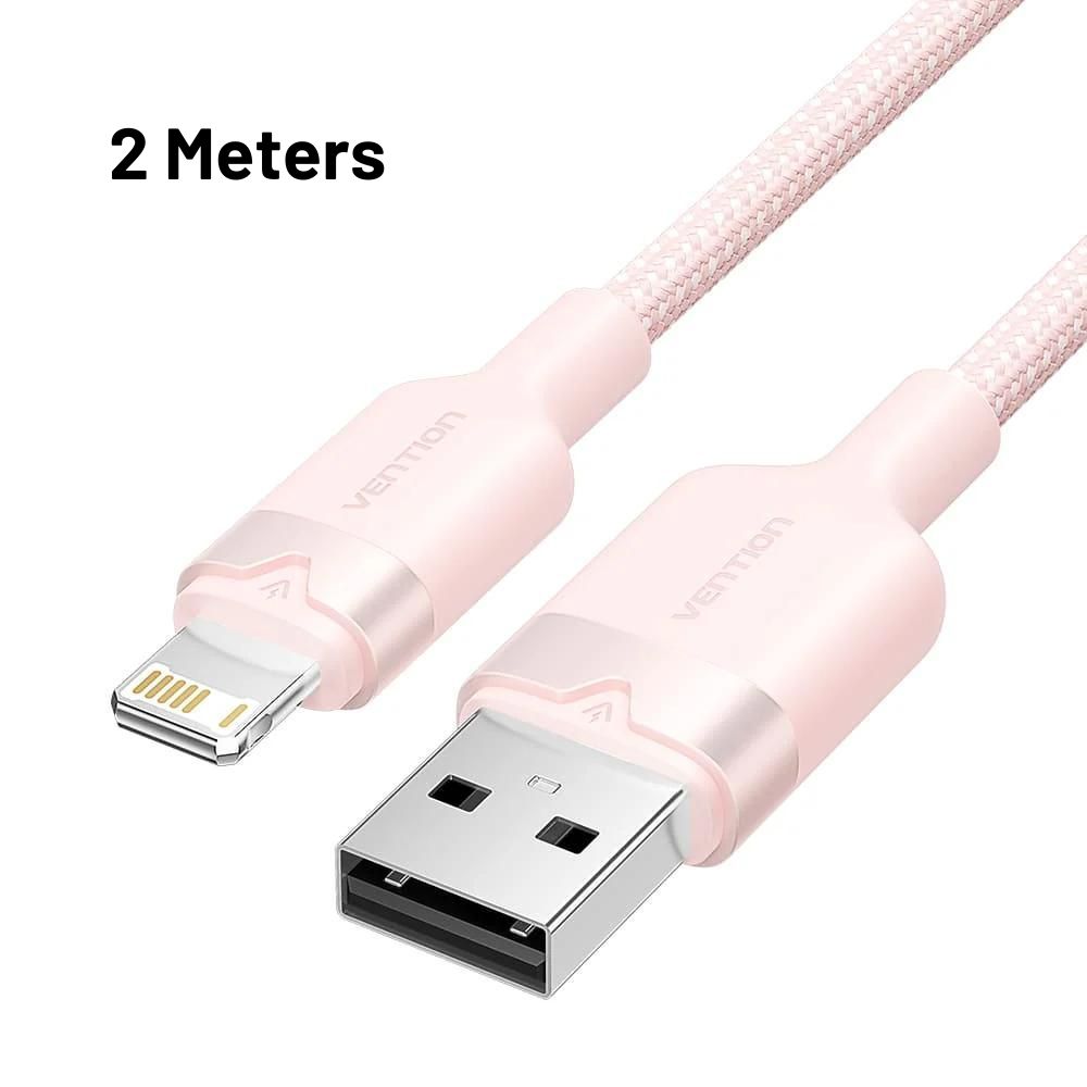 Vention 1M / 2M USB 2.0 Type-A Male to Lightning Male 2.4A Cable with High-Speed 480Mbps Transfer Rate - Black, Pink, Blue, White