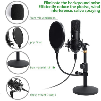 [CLEARANCE] Maono AU-A04TC Professiol Studio Cardioid Condenser USB Podcast Streaming Microphone Kit with Aluminum Organizer Storage Case for Smartphones PC Laptops A04TC A04T