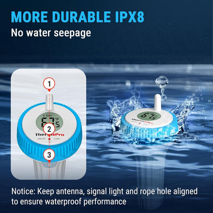 ThermoPro TP211B Floating Digital Pool Wireless Thermometer with 500FT Range, Large Backlit Display, IPX8 Waterproof, Easy Read for Cold Plunge, Hot Tub, Aquarium, Baby Bath, Pond and Swimming Pool