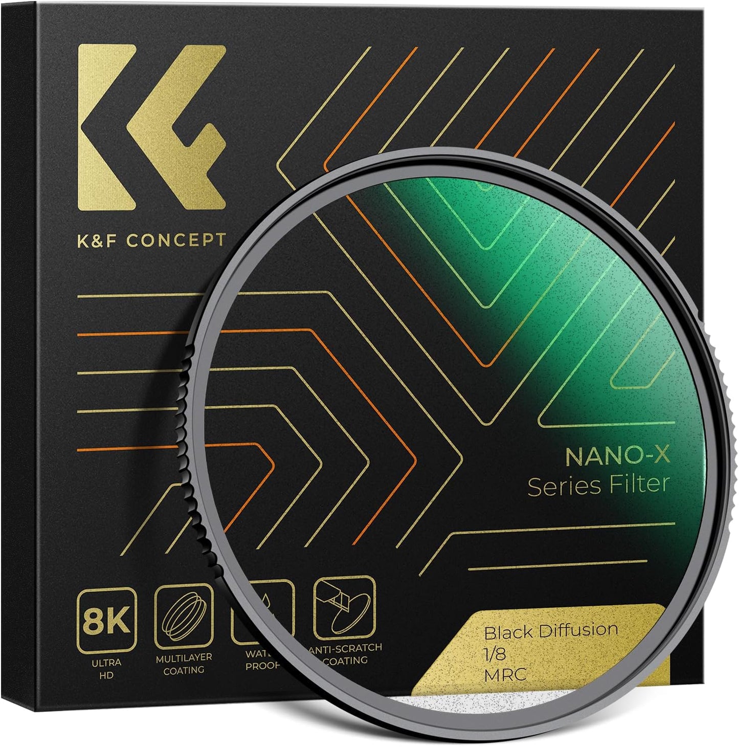 K&F Concept Black Mist 1/8 Density Nano-X Series Black Diffusion Lens Filter with Special Effects and Ultra Clear Multi-layer Coating (Available in 37mm, 40.5mm, 43mm, 46mm, 49mm, 52mm, 55mm, 58mm, 62mm, 67mm, 72mm, 77mm and 82mm)