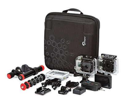 Lowepro Dashpoint AVC 2 Galaxy Blue Hard-Shell Case for Multiple Action Camera and Accessories, Dual Zipper Function, Lightweight Hard-Shell Exterior with Side Handle Grip and Soft Interior with Removable Padded Divider