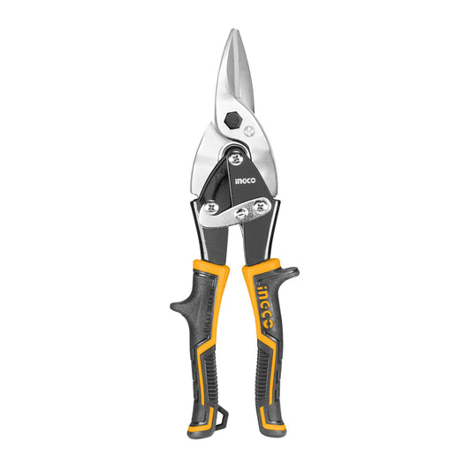 INGCO 10" inches (250mm) Aviation Snip Left / Right / Straight Scissor Carbon and Stainless Steel Two Tone Soft Handle | HTSN0110L HTSN0110R HTSN0110S