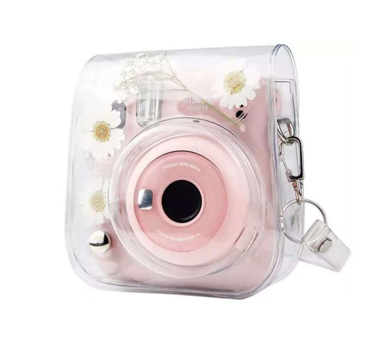 [CLEARANCE] Pikxi BMP11 Fujifilm Instax Mini 11 PU Leather Camera Case Bag with Shoulder Strap Protective Case (Clear Designs)