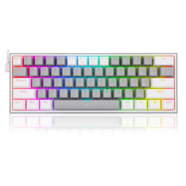 [CLEARANCE] Redragon K617 Fizz 60 Keys Compact USB Wired TKL Tenkeyless Mechanical Gaming Keyboard RGB (Red Switches, Linear) Dust-Proof Hot Swappable for Mac, Windows, PC, Computer, Laptop (Black, Grey/White, Pink/White, White/Grey, White/Pink) | JG Supe