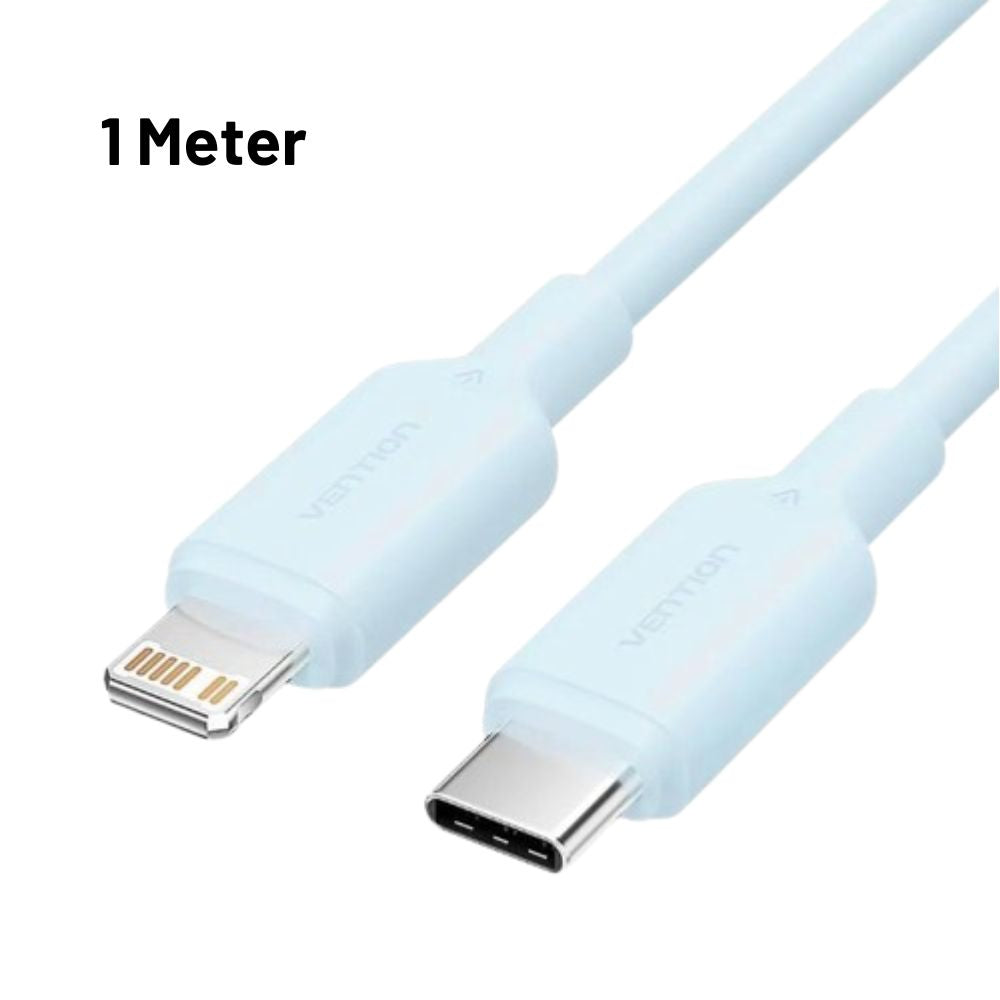 Vention 1M / 2M 27W USB 2.0 Type-C Male to Lightning Male PD Fast Charging Data 3A Cable with High-Speed 480Mbps Transfer Speed for iPhone, iPad, iPod Touch - Black, White, Pink, Blue