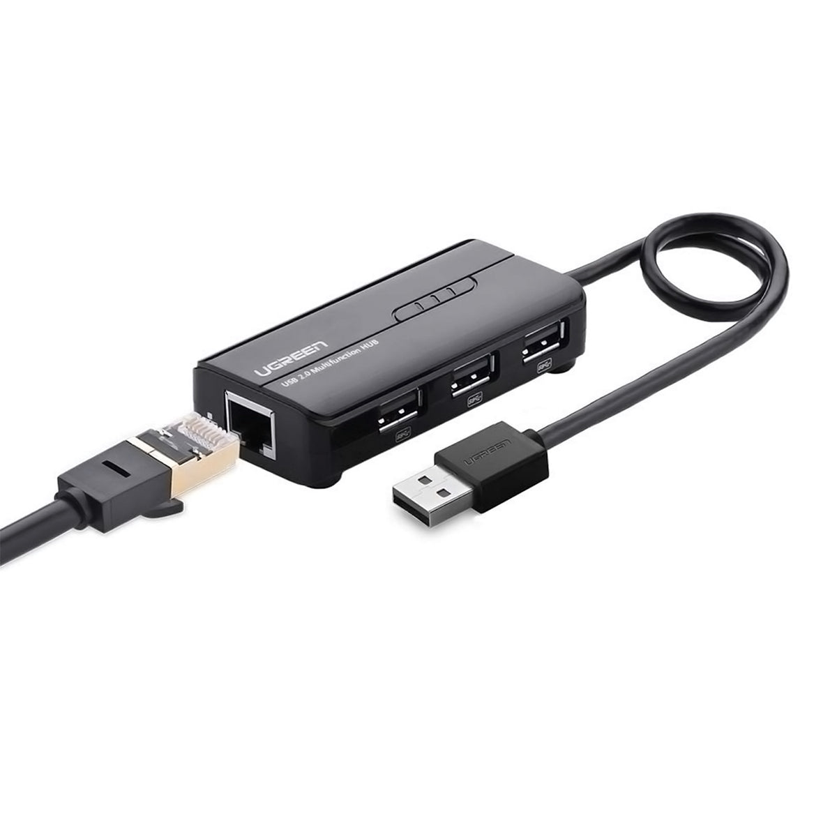 UGREEN USB 2.0 / 3.0 3-Port Hub Ethernet Network Adapter with LED Indicator, DC 5V Power Port | 20264, 20265
