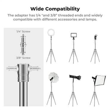 K&F Concept Stainless Steel / Iron Metal Heavy Duty Light Stand with In-Built Spring Buffer, Up to 11kg Max Payload & 2.8m Max Operatiol Height for Studio Light, Softbox and Photography Videography