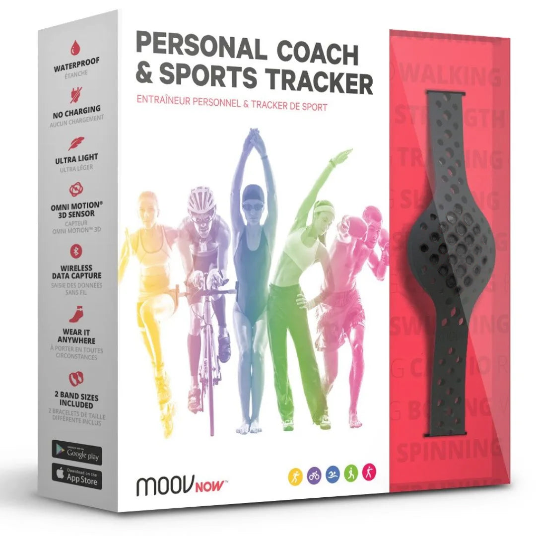 Moov Now 3D Multi-Sport Personal Coach Workout Wireless Bluetooth Fitness Tracker with Waterproof, Sleep Monitor, Real-Time Audio Coaching, and Health App Compatible for Athletic Training and Exercise (Stealth Black)