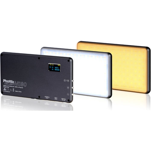 [CLEARANCE] Phottix M180 Bicolor LED Panel and Power Bank (Black)