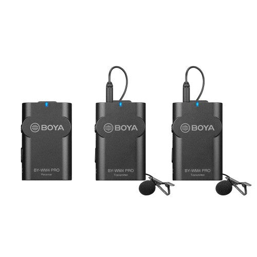 [CLEARANCE] Boya BY-WM4 Pro K2 Portable 2.4G Wireless Lavalier Lapel Microphone System (Dual Transmitters + One Receiver) with Hard Case for DSLR Camera Camcorder Smartphone PC Tablet Sound Audio Recording Vlog Live Streaming Livestream Interview