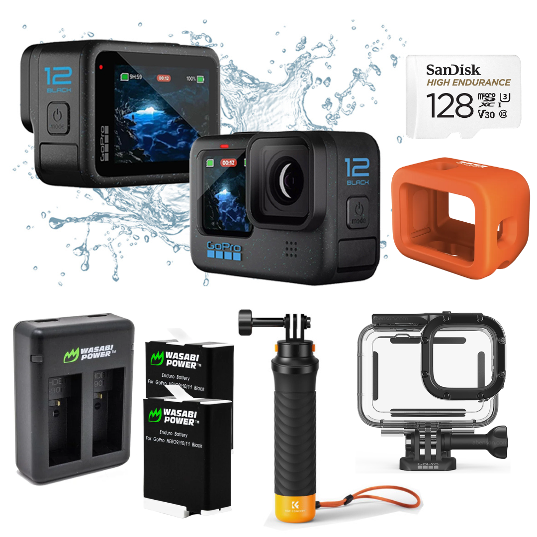 GoPro HERO12 / HERO 12 Black Waterproof Action Camera with 27MP 5.3K60 / 4K120 HDR Photo + Video, HyperSmooth 6.0 Image Stabilization, Horizon Lock, Voice Control, and Submersible Up to 33ft.for Content Creators and Vloggers