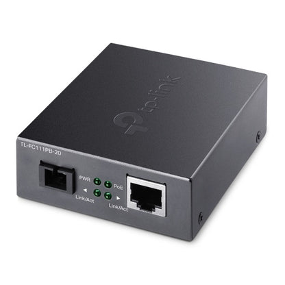 TP-Link TL-FC111PB-20 10/100Mbps WDM Media Converter with 1-Port PoE Single-Mode Fiber Optic Transceiver with 20 km Extension Range, Auto-Negotiation Half/Full-Duplex Mode, Auto-MDI/MDIX TP LINK TPLINK