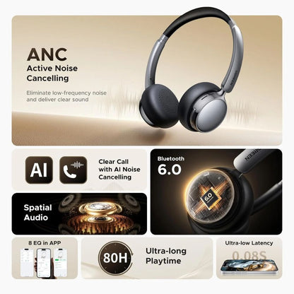 UGREEN Studio Plus Over-Ear Bluetooth Headphones w/ 80H Batt Life Bluetooth 6.0 30mm Driver | HP207