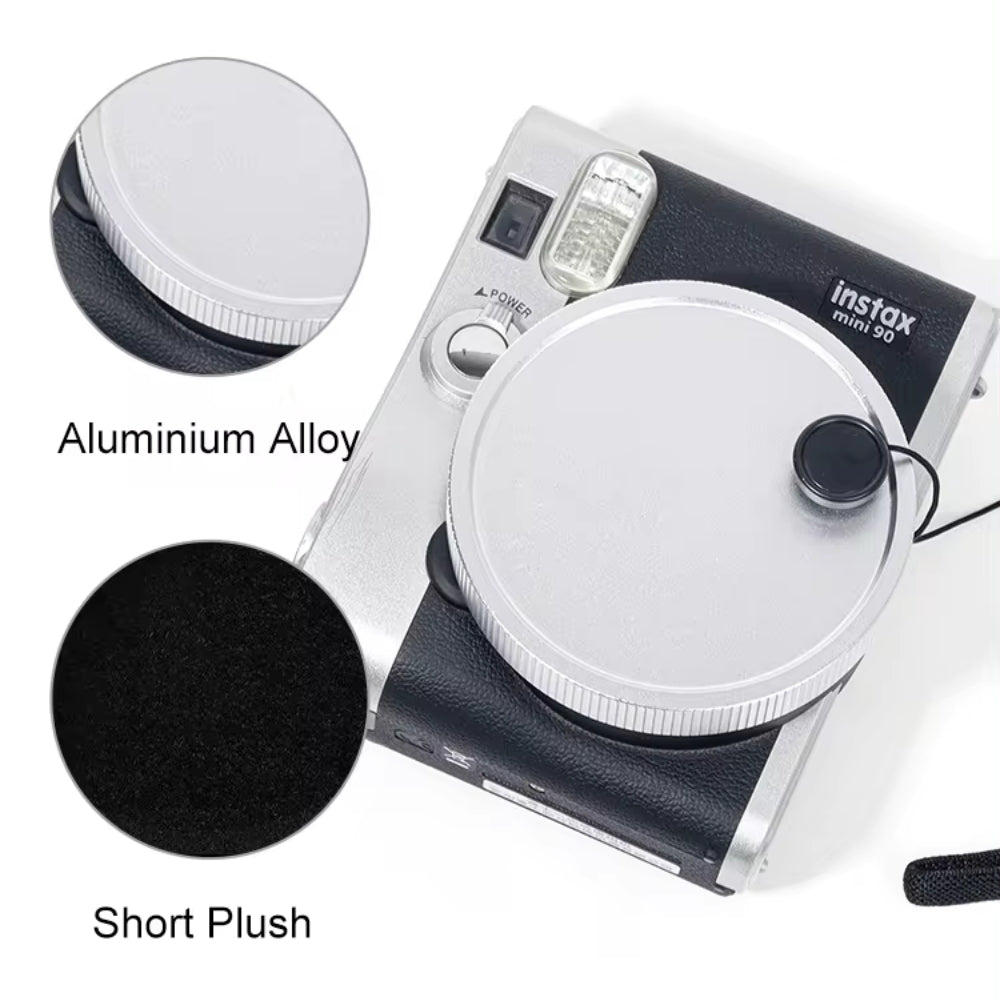 Pikxi Aluminum Protective Lens Cap for FUJIFILM Instax Mini 90 Instant Film Camera - Available in Black, Red, Silver, and Rose Gold Colors