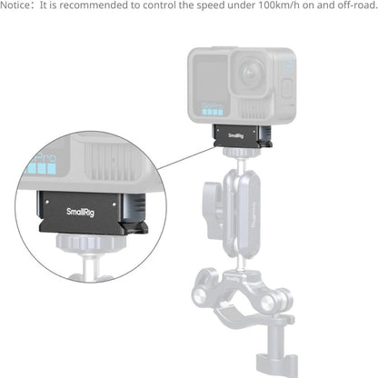 SmallRig QR Quick Release Adapter Mount for GoPro HERO13 Black Action Camera with Folding 2-Prong Base, 1/4"-20 Mounting Threads, Non-Slip Silicone Pads | 5437