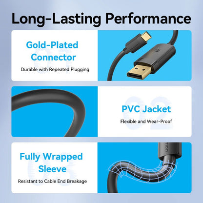 Vention USB-C to DP 4K HD Cable Black 4K/60Hz For Laptop, Phone, Tablet, TV, Projector, Monitor