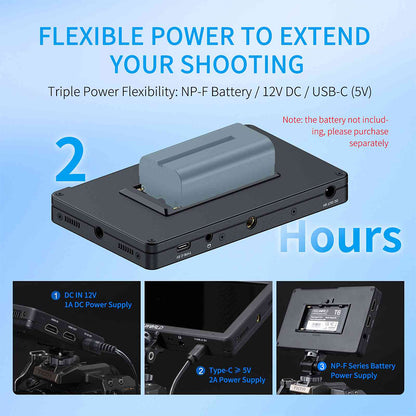 FEELWORLD T6 Camera Field Video Monitor 6" IPS with Aluminium Housing 4K HDMI Full HD, Aluminium Housing, 3D LUT, HDR, Waveform NP-F Battery Slot & Multiple Power Options