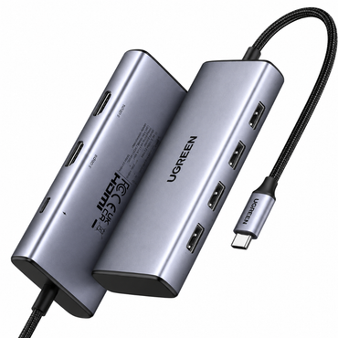 UGREEN 7-in-1 USB-C Hub with Dual HDMI 4K 30Hz, 100W PD, 5Gbps USB-A 3.0 and USB 2.0 Ports | CM498