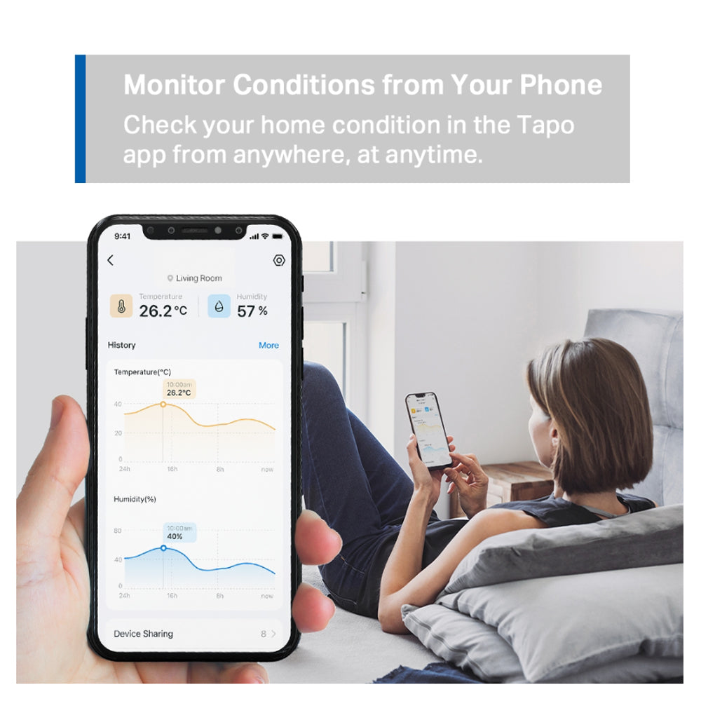 TP-Link T310 High Accuracy SMART Temperature and Humidity Sensor Monitor with Mobile App Controls and App Notification Alerts