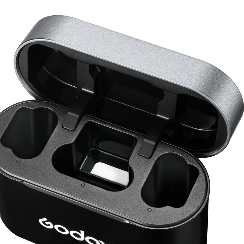 Godox WEC-S 2-Person Wireless Mic (2TX + 1RX) with Multi-Interface Shoe for Sony Cameras, Charging Case, Digital & Alog Audio Mode, Built-In Microphone On Receiver, Clip-On Transmitters, 8+21 Hours Battery Life for Vlogging & Streaming
