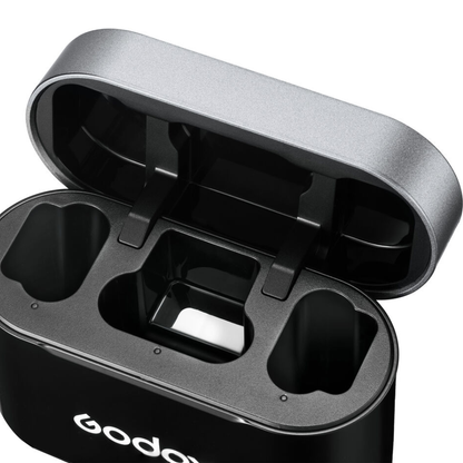 Godox WEC-S 2-Person Wireless Mic (2TX + 1RX) with Multi-Interface Shoe for Sony Cameras, Charging Case, Digital & Alog Audio Mode, Built-In Microphone On Receiver, Clip-On Transmitters, 8+21 Hours Battery Life for Vlogging & Streaming