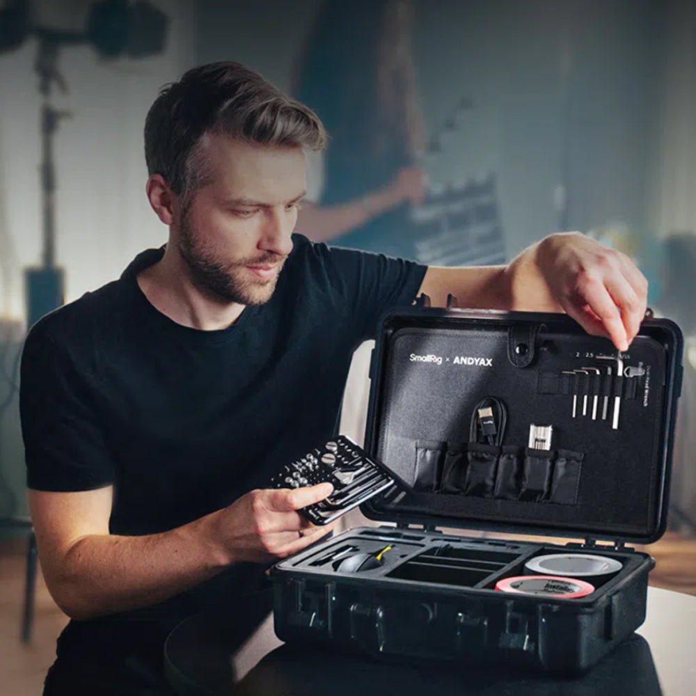 SmallRig x Andyax Creator Tool Kit 13-in-1 Professional Filmmaking Camera Toolbox with Dust Blower, Cleaning Pen, Microfiber Cloth, Screw Set, Memory Card Case, Gaffer Tapes, Foldable Multi-Tool, HDMI Cable, Wrench Set & Velcro Cable Ties