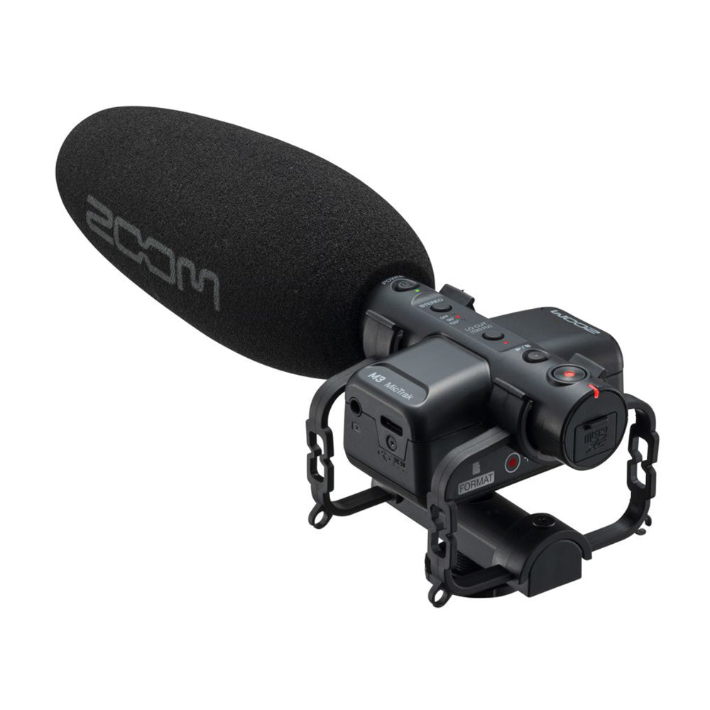 Zoom M3 MicTrak Shotgun Microphone and Audio Recorder with Stereo & Mono Mode, 32-bit Float Recording, 3.5mm AUX Camera & Headphone Output, Micro SD Card Slot, USB-C Port, Hot Shoe Mount for Vlogging, Video Content Creation, Film Making