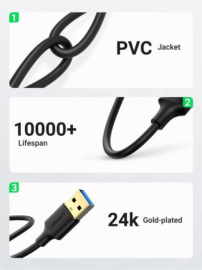 [CLEARANCE] UGREEN USB 3.0 Male to Male Gold Plated 1-Meter Data Cable with 5Gbps Transfer Speed for PC, Laptops, Monitors | 10370