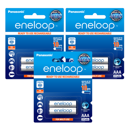 Panasonic Eneloop BK-4MCCE-2BT Rechargeable Battery AAA Pack of 2 (White) x3