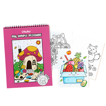 Ohuhu Double Sided Bleed Proof Coloring Book Pad with 20 Pages 40 Designs Top Spiral for Arts Crafts Kids Color Sketch