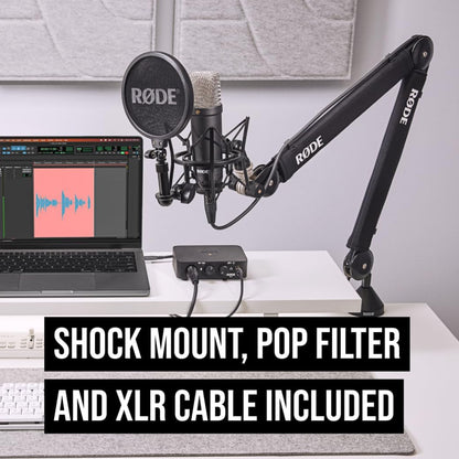 Rode NT1 Signature Cardioid Condenser Studio Microphone with HF6 1" Large Diaphragm Capsule, XLR 3-Pin Output, Phantom Powered for Recording, Podcasting, Live Streaming