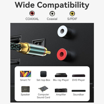 Vention RCA Cotton Braided Coaxial Cable (Hi-Fi) with Male to Male Gold Plated Plug Connectors and Dual Interl Shielding for Audio Visual Equipment and Sound Systems Smart TV CD / DVD Players Amplifiers Speakers and more