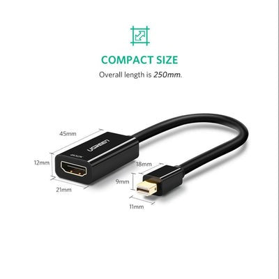[CLEARANCE] UGREEN 4K 30Hz Mini DisplayPort to HDMI Female Adapter 3Gbps DP Converter for Laptop, PC, TV (0.25M) | 40361