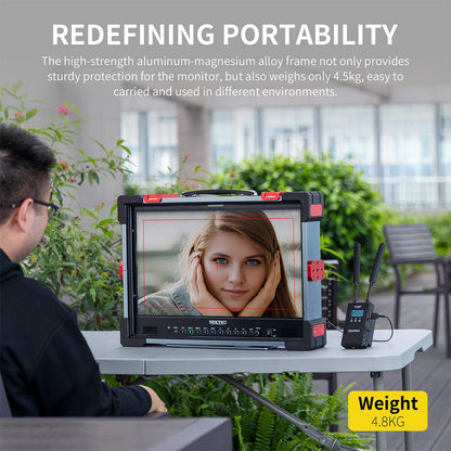 FEELWORLD SEETEC P215 PRO & PRO-CO (21.5") 1000nit IPS Heavy Duty Portable Broadcast Monitor with Impact-Resistant Protective Casing, HDMI / 3G-SDI In & Out, 4K 60Hz Support, HDR, 3D LUT, Waveform, and V-Mount Battery Plate for Camcorders, DSLRs