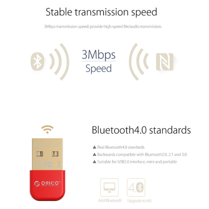 [CLEARANCE] ORICO USB Bluetooth Adapter with 3 Mbps Transfer Speed 20m Transfer Distance and CSR Harmony Wireless Software Stack for Windows XP, Vista, 7, 8, 10 - White