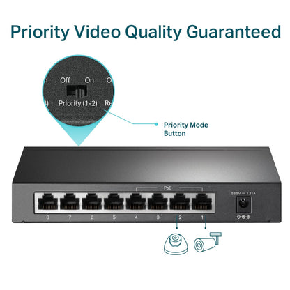 TP-Link TL-SF1008P 8-Port 10/100Mbps Unmaged Desktop Network Switch with 4 PoE+ Ports, RJ45 Hub with Auto Recovery Feature, Plug-and-Play Operation, Fanless Design and Intelligent Power Magement | TPLINK TP LINK