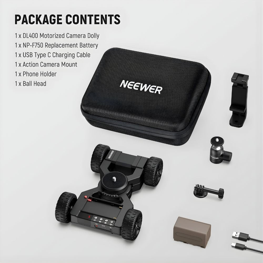 NEEWER DL400 Motorized 4-Wheel Camera Slider Dolly with App Control